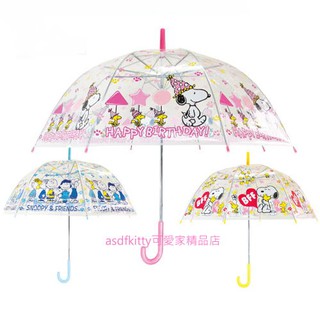 asdfkitty*SNOOPY史努比透明罩半自動直立式雨傘-55公分-共3色-日本正版商品