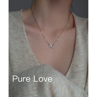 Pure Love樂芙 / 正韓 【N0430】韓系簡約S925純銀鏤空圓圈方塊水鑽鎖骨鏈 短項鏈 / 銀