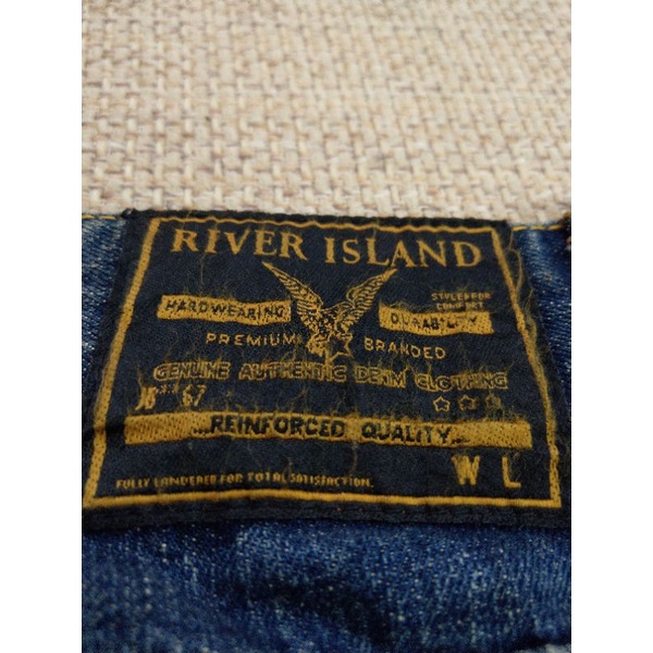 英國品牌 river Island 貼布牛仔褲 直筒褲 靴型褲 32