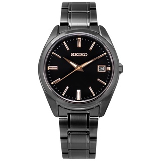 SEIKO 精工 / 簡約時尚 藍寶石水晶玻璃 日期 不鏽鋼手錶 鍍黑 / 6N52-00A0SD / 40mm