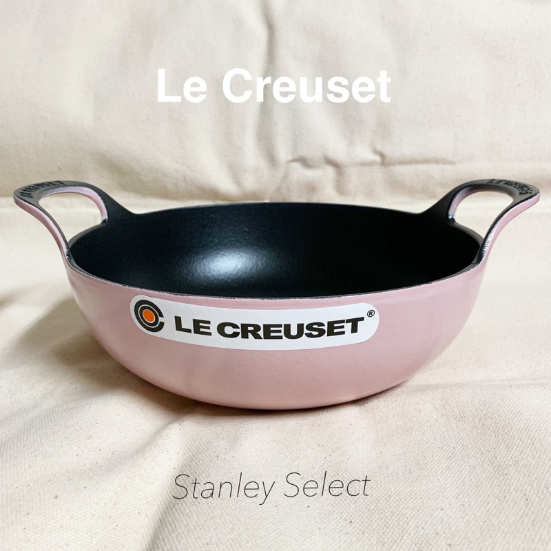 Le Creuset 24cm 雪紡粉 巴蒂鍋 Lc 鑄鐵鍋 黑琺瑯