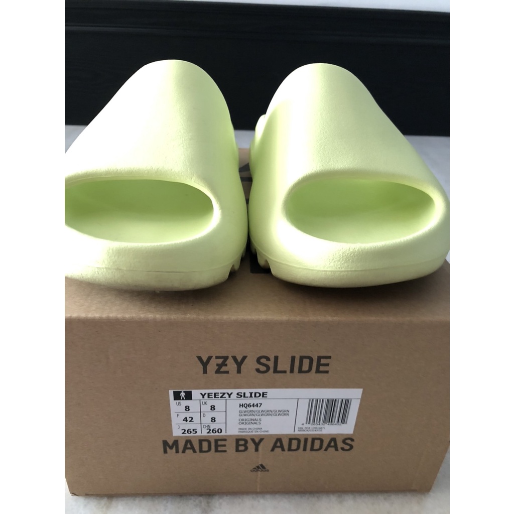 Adidas Yeezy Slide 拖鞋 螢光綠 HQ6447 日本公司貨 UK8 26.5公分 保證正品 抽屜式鞋盒