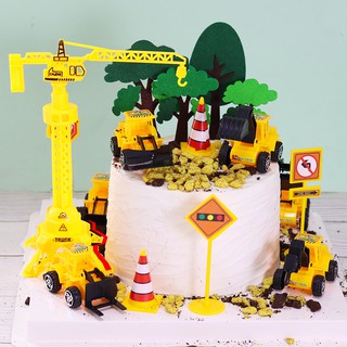 ☀孟玥購物☀工程車 路障 路標 路障 吊車 加油站套裝 玩具車 生日 蛋糕裝飾 創意蛋糕 情節裝飾 拍照擺設