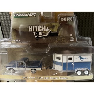 《模王》 1/64 美國綠光 模型合金車 1972 福特 F-100 &拖車