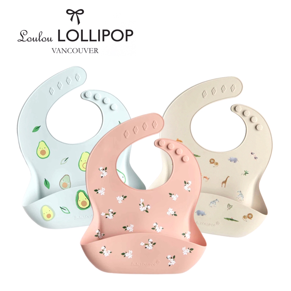 Loulou lollipop 寬口袋立體矽膠圍兜 防水圍兜 加拿大 多款可選