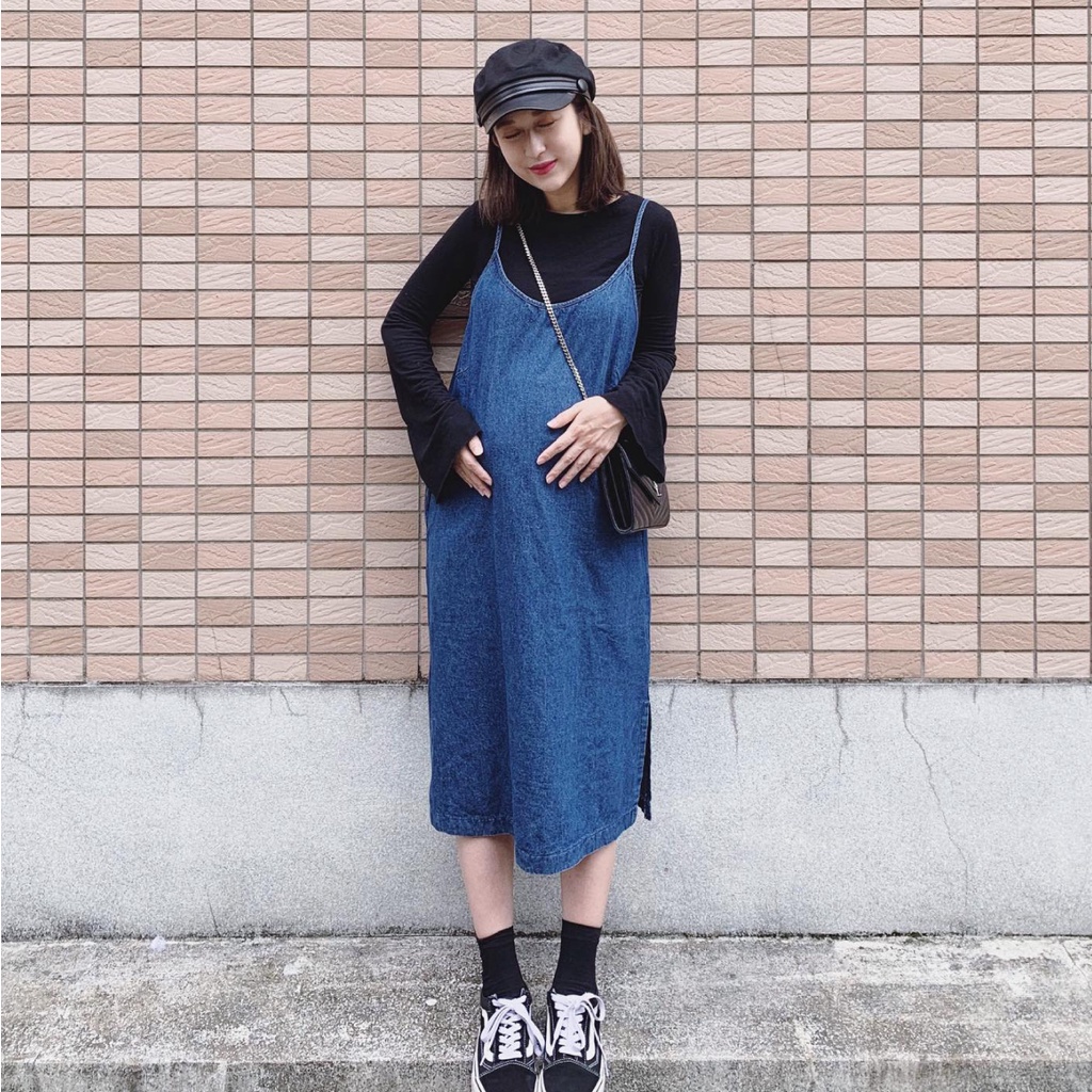 Mamamia孕婦裝 細肩牛仔吊帶孕婦洋裝 M~XL 吊帶裙 牛仔裙 吊帶洋裝 孕婦裝 孕婦裙 背心裙 [D7078]