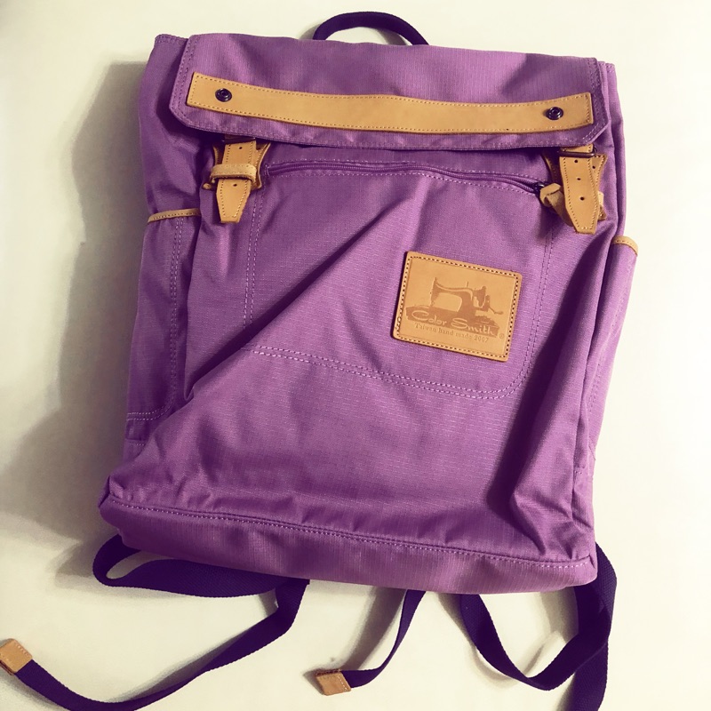 (二手）Color Smith 氣質紫色後背包 質感方形 手工休閒包 時尚文青 手工棉質帆布真皮後背包 台灣製造