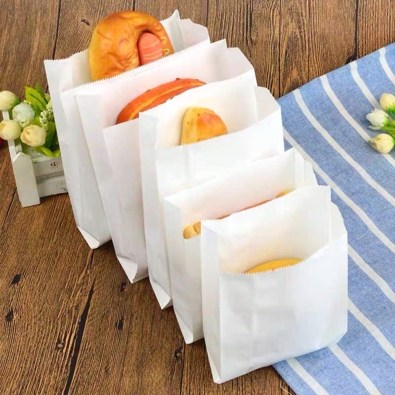 ☆╮Jessice 雜貨小鋪╭☆白色 防油紙袋 炸物 三明治 漢堡 可頌 蛋糕 包裝用品 紙袋 100入±3%