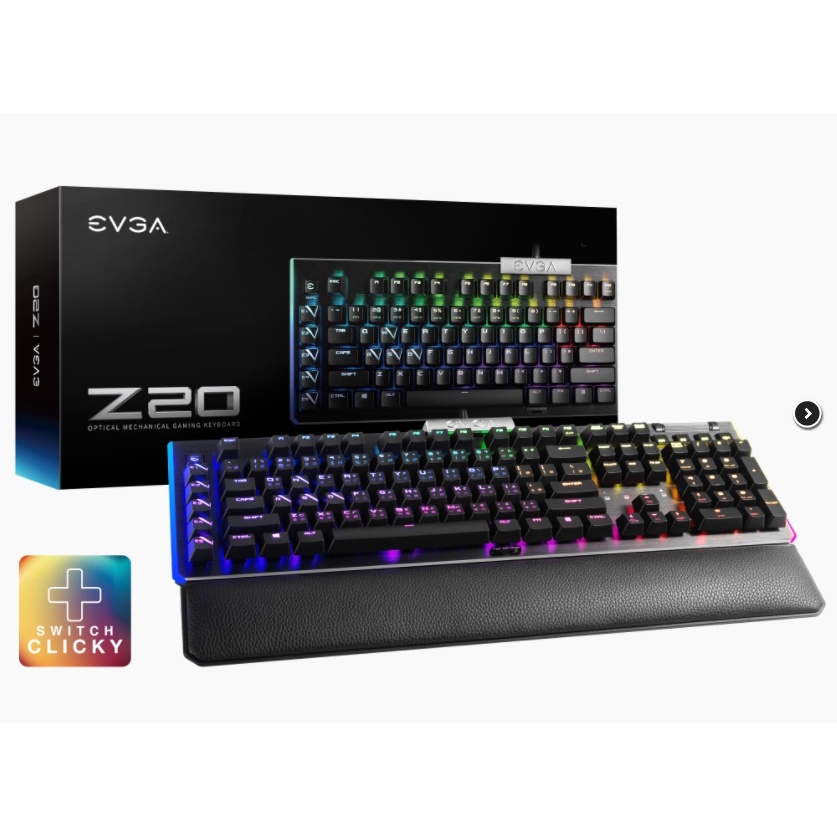 [全新品]EVGA Z20 機械式鍵盤/有線/銀軸/中文/Tof距離感測/巨集/音量控制滾輪/多媒體/手托/Rgb/3年