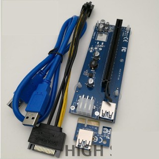 神指周邊 挖礦轉接卡6Pin接頭USB3.0 PCI-E 1X~16X共相容顯卡延長線 SATA電源供電ETH Z幣挖礦