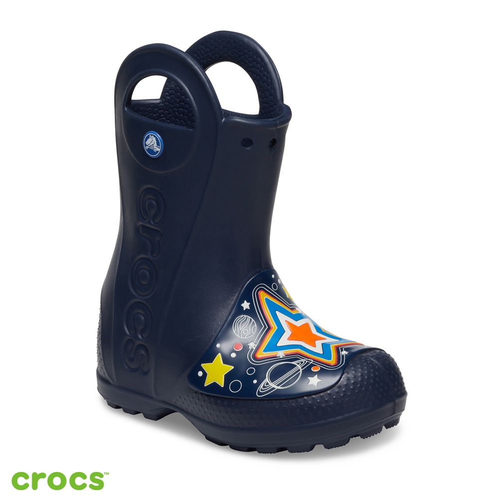 Crocs卡駱馳 (童鞋) 趣味學院銀河系提把雨靴-205955-410_洞洞鞋