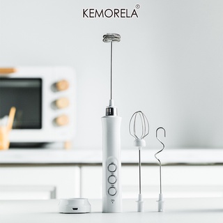 Kemorela 電動打蛋器 3 合 1 便攜式可充電電動奶泡器泡沫機手持式起泡器高速飲料攪拌機咖啡起泡棒