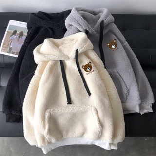 【K2aola女裝館】 運動衫女式秋冬毛絨保暖蓬鬆雙層連帽衫套頭衫寬鬆柔軟厚連帽衫上衣適合青少年
