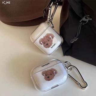 創意泰迪狗蘋果AirPods1/2代無線藍牙耳機軟膠透明保護套pro3代潮