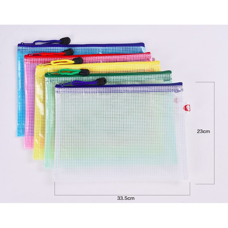 ［在台現貨］10個裝A4文件收納資料檔案透明塑料網格拉鍊袋加厚