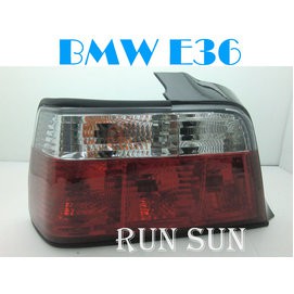 ●○RUN SUN 車燈,車材○● 全新 BMW 寶馬 E36 3系列 4D 晶鑽紅白 尾燈