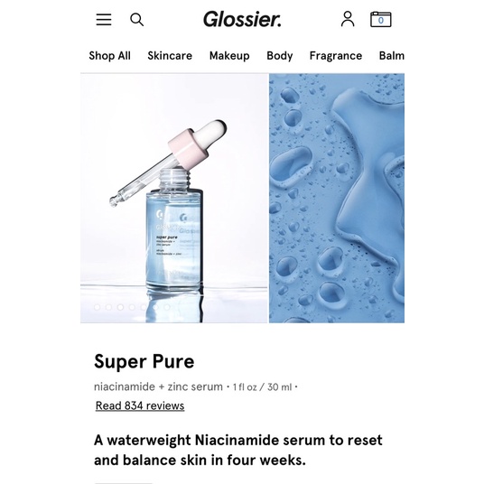 現貨🚀 Glossier精華 全新免運 藍瓶 Super Pure 鎮定紅腫肌膚專用 高度有效成份(vit B3)
