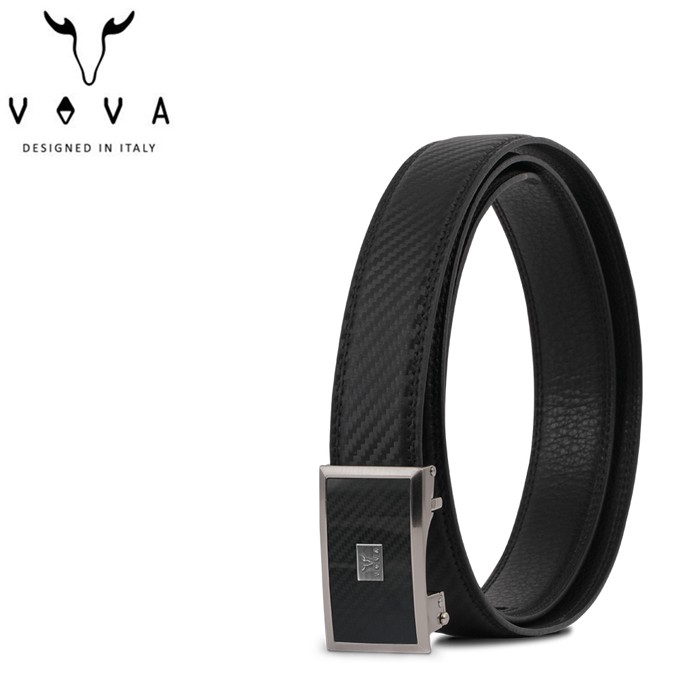 VOVA 真皮 時尚紳士鏡面造型自動扣皮帶 VA008-003-NK 銀色 自動扣皮帶