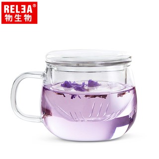 【RELEA 物生物】320ml 玲瓏杯 耐熱玻璃泡茶杯(附濾茶器) 臺灣總代理