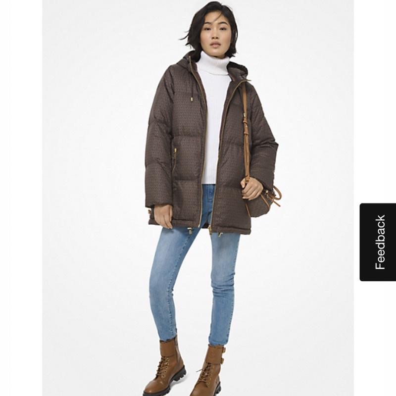 MICHAEL KORS MK全新羽絨外套Mini Logo Ciré Reversible Puffer Jacket