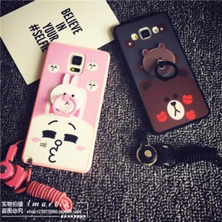三星 note3/4/5 掛繩A7/S6edge/A8/S4/S5 指環萌支架手機殼保護套