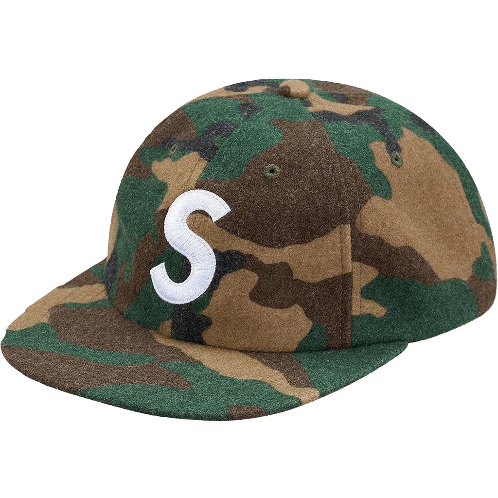 【紐約范特西】現貨 2017FW Supreme Wool S logo 6-panel cap 迷彩羊毛6分帽