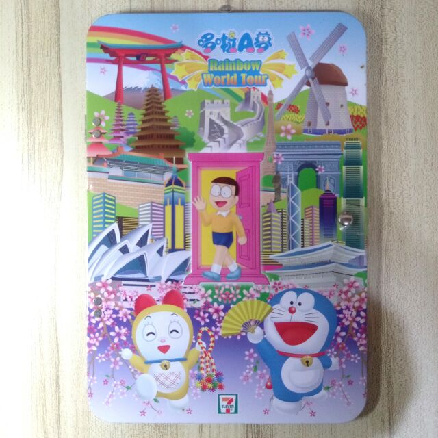 7-11哆啦A夢磁鐵環遊世界Rainbow World Tour 立體版磁鐵板 (磁鐵全套+鐵盒)
