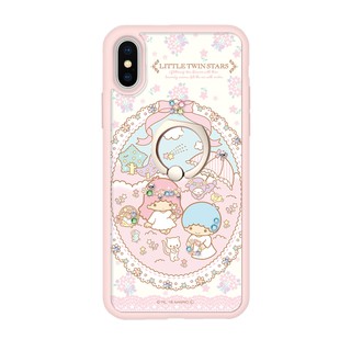 三麗鷗 iPhone Xs Max 6.5吋施華彩鑽減震指環扣手機殼-浪漫雙子星