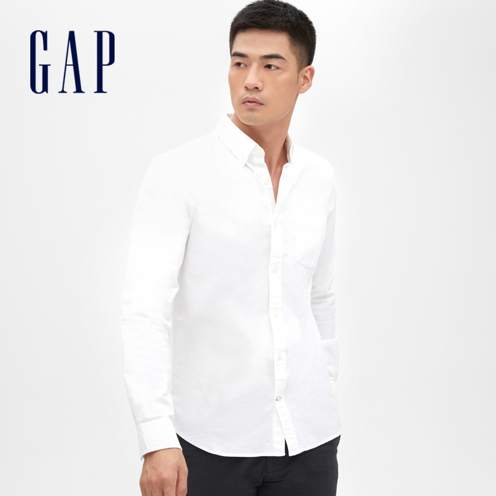 Gap 男裝 牛津紡長袖襯衫-光感白(227699)