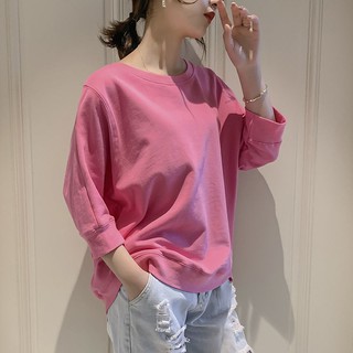 【YGG】韓版素色寬鬆七分袖長袖T恤 女裝 韓版 百搭 七分五分袖 上衣潮 素T 長袖上衣 短袖 女裝 衣服