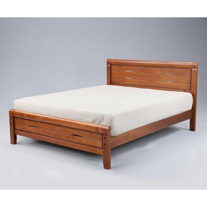 【萊夫家居】SN-306-3：淺胡桃6尺雙人床台【台中家具】床架 松木實木床 床板高低可調 鋼骨床枳 雙人加大 台灣製造