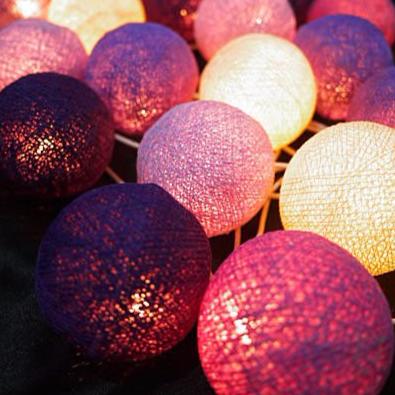 ▌OMYFUN創意生活 ▌《棉球燈飾-漸層紫》野餐風/露營燈/床頭燈/彩色燈串/交換禮物