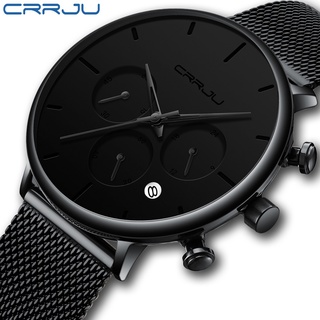CRRJU 男士手錶全鋼休閒防水男士手錶運動石英手錶男士正裝日曆手錶 2271