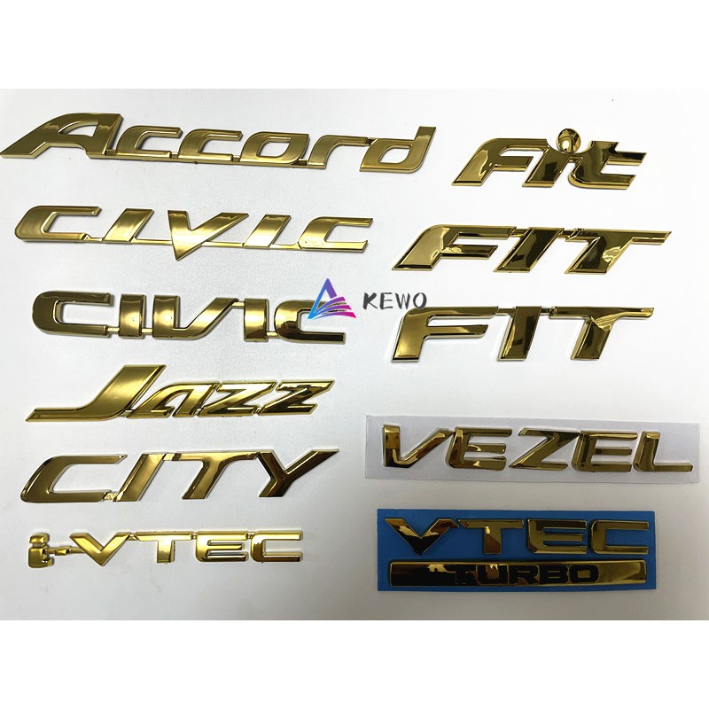 HONDA 1件裝本田金色標誌後備箱字母貼紙標誌尾貼 JAZZ CITY CIVIC ACCORD