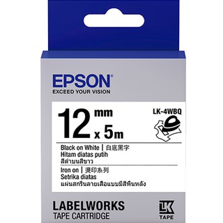LK-4WBQ EPSON 燙印系列白底黑字標籤帶(寬度12mm) C53S654436