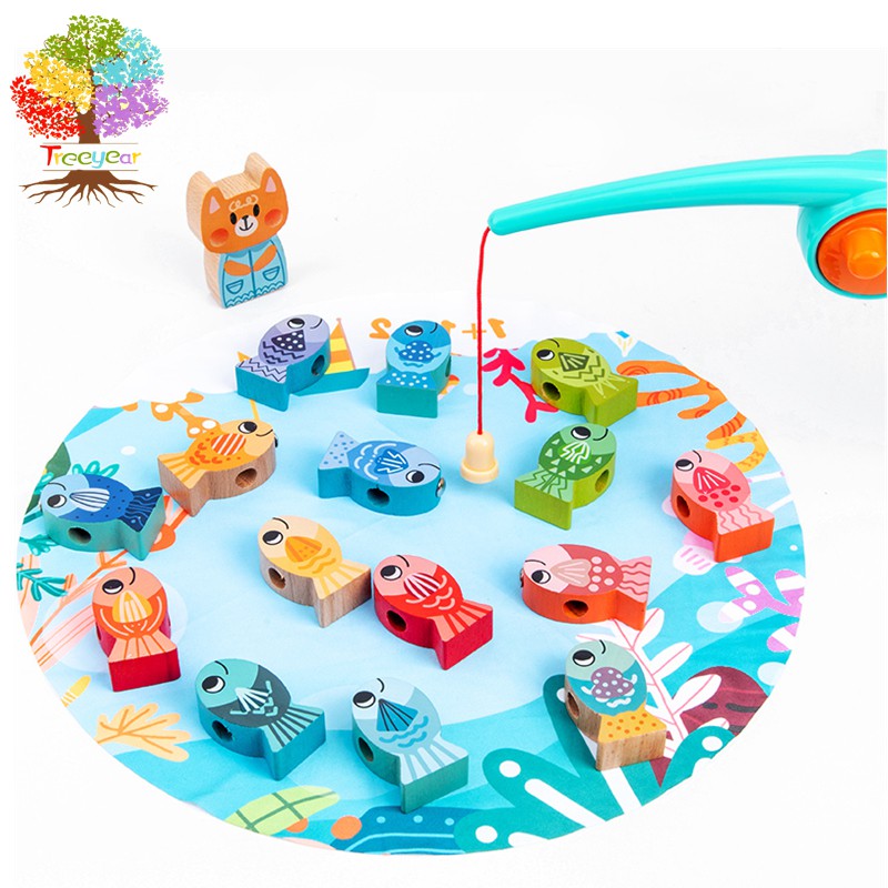 【樹年】蒙氏木製磁性釣魚堆堆樂兒童趣味學數字疊疊樂益智木質場景釣魚玩具