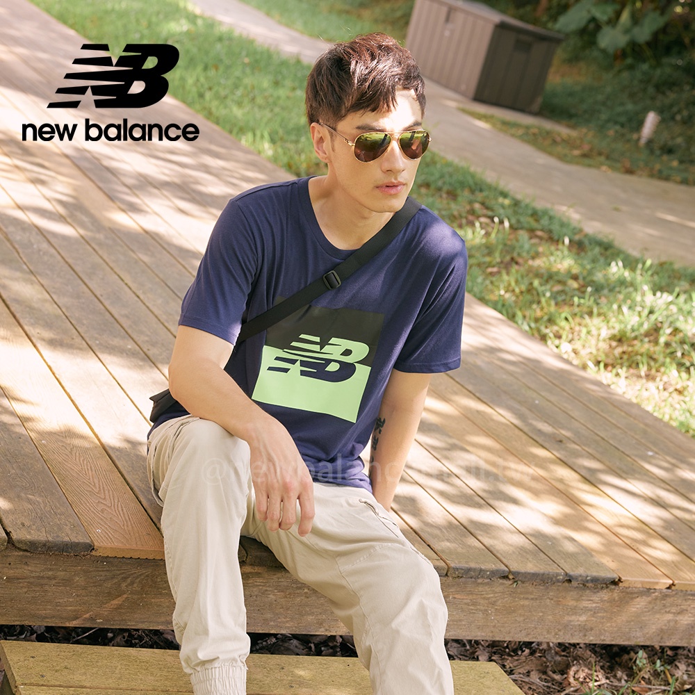 【New Balance】NB短袖上衣_男性_藍色_MT21906PGM