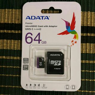 威剛ADATA 64G MicroSDHC TF U1 CLASS10 記憶卡盒裝附轉卡 神腦代理銷售