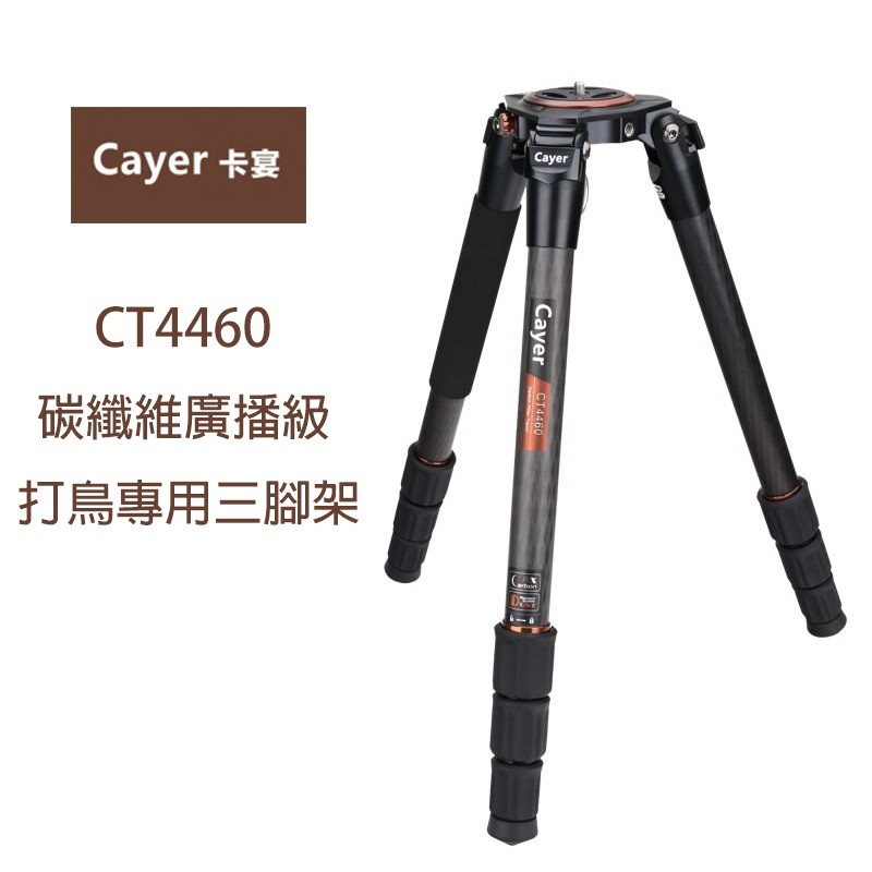 Cayer 卡宴 CT4460 碳纖維廣播級三腳架 打鳥專用 3號腳 相機專家 [公司貨]