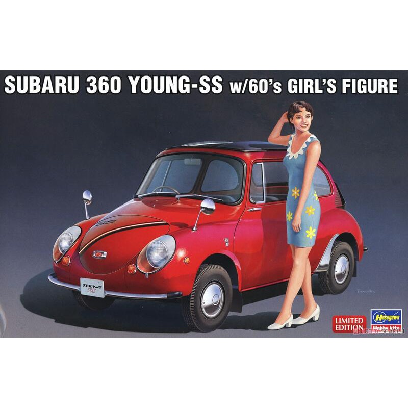 ≡MOCHO≡ 現貨 長谷川 1/24 Subaru 360 YoungSS w/60年代女孩公仔 組裝模型