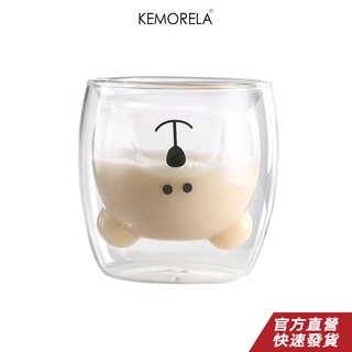 KEMORELA 創意動物玻璃杯 吹製手工耐高溫雙層玻璃杯 茶杯 咖啡杯 可愛奶茶杯 牛奶杯 水杯 果汁杯 拿鐵玻璃杯