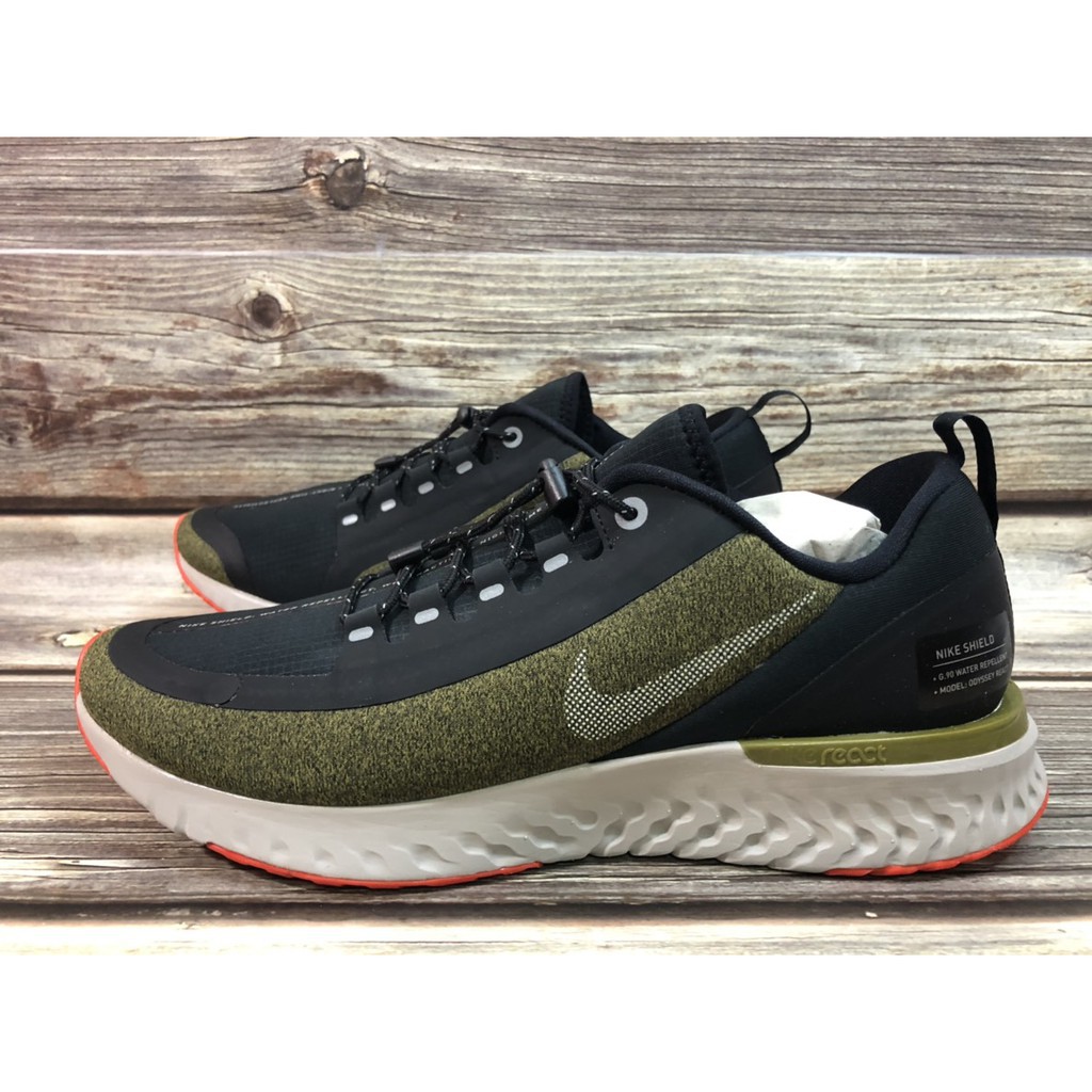 NIKE ODYSSEY REACT SHIELD 黑綠男款11 慢跑鞋AA1634-300 | 蝦皮購物
