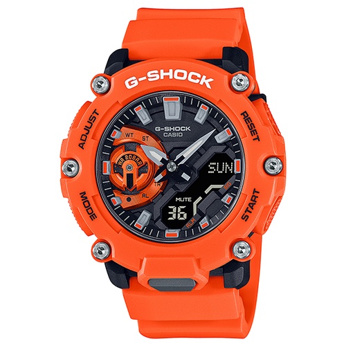 【CASIO】G-SHOCK 亮眼橘色碳核心防護戶外運動錶 GA-2200M-4A 台灣卡西歐公司貨