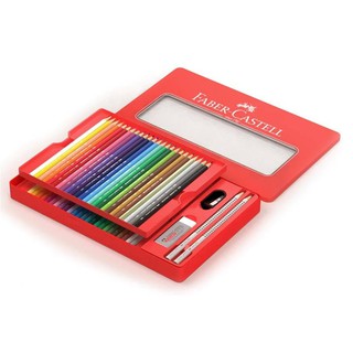 德國 輝柏 Faber Castell 紅盒 48色 水性/油性 色鉛筆+橡皮 削鉛筆器 鐵盒套組
