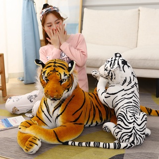 模擬老虎毛絨玩具大型動物玩具逼真的豹子 tigris altaica 毛絨玩具兒童舒緩毛絨娃娃女孩睡眠枕頭男孩生日禮物