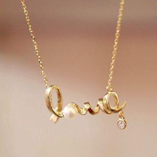 時尚love字母女士項鍊情人節禮物簡約短款珍珠鎖骨鏈