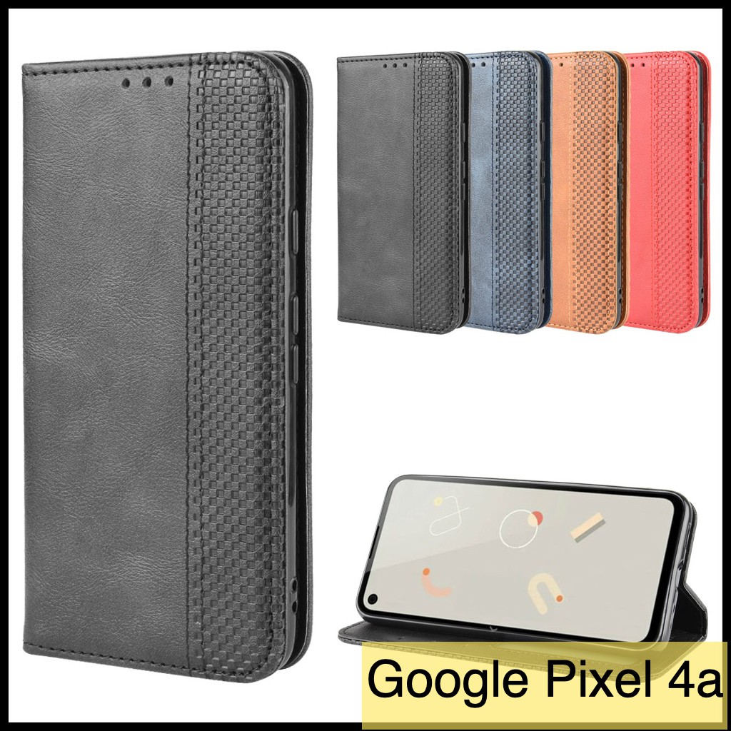 谷歌 Google Pixel  4a 4G 5G Pixel 5 復古紋商務款 錢包式側翻皮套 可插卡磁吸全包軟殼皮套