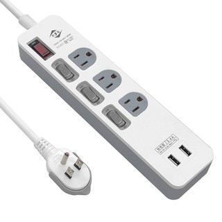 威電 CU-3431 3孔4開3座3.4A 2USB電腦 延長線(平貼 拉環 插頭 好拔 過載斷電) 現貨 廠商直送
