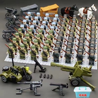 相容樂高Lego益智進口軍事積木八路軍德軍美軍二戰武器人仔模型男孩子拼裝玩具
