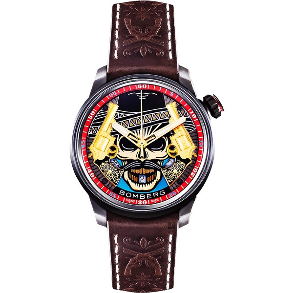 BOMBERG 炸彈錶 BB-01 系列雙槍骷髏自動大三針腕錶(CT43APBA.29-1.11)-43mm